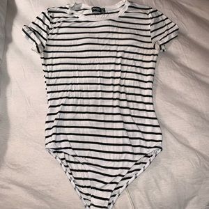black and white striped t-shirt bodysuit